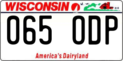 WI license plate 065ODP