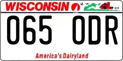 WI license plate 065ODR