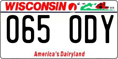 WI license plate 065ODY