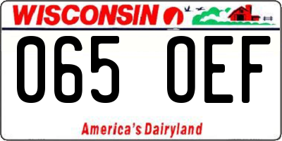 WI license plate 065OEF