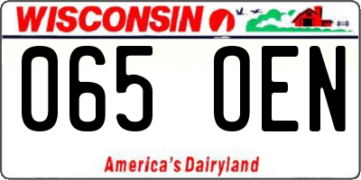 WI license plate 065OEN