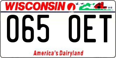 WI license plate 065OET