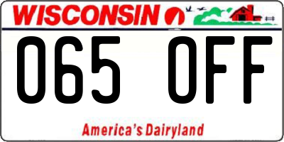 WI license plate 065OFF