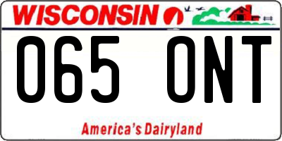 WI license plate 065ONT