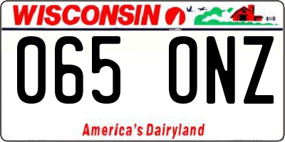 WI license plate 065ONZ