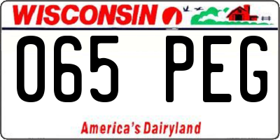WI license plate 065PEG