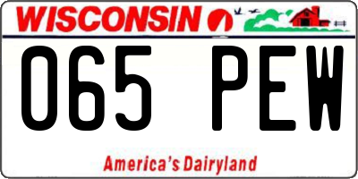 WI license plate 065PEW
