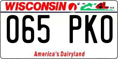 WI license plate 065PKO