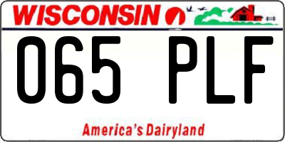 WI license plate 065PLF