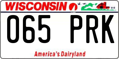 WI license plate 065PRK