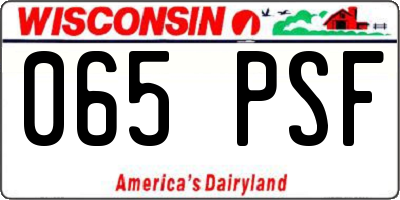 WI license plate 065PSF