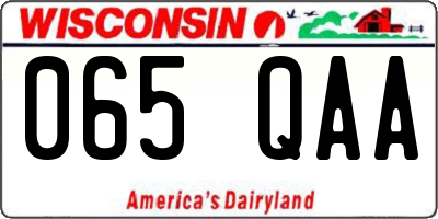 WI license plate 065QAA