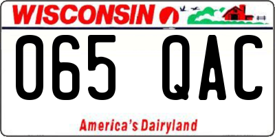 WI license plate 065QAC