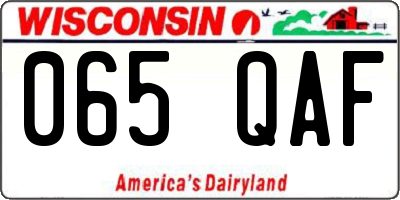 WI license plate 065QAF
