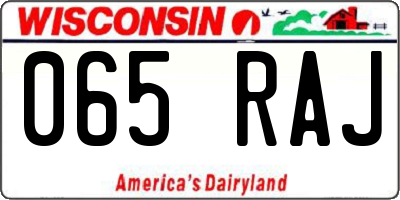 WI license plate 065RAJ