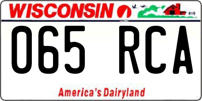 WI license plate 065RCA