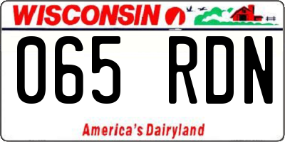 WI license plate 065RDN