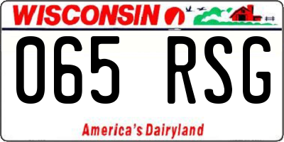WI license plate 065RSG