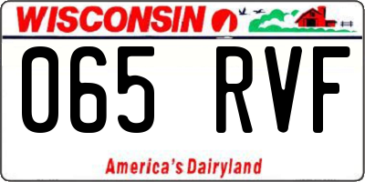 WI license plate 065RVF