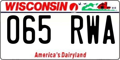 WI license plate 065RWA