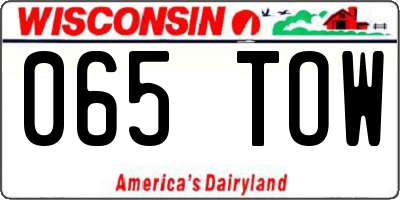 WI license plate 065TOW