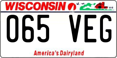 WI license plate 065VEG