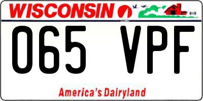 WI license plate 065VPF