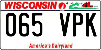 WI license plate 065VPK