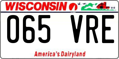 WI license plate 065VRE