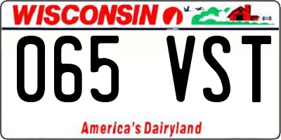 WI license plate 065VST