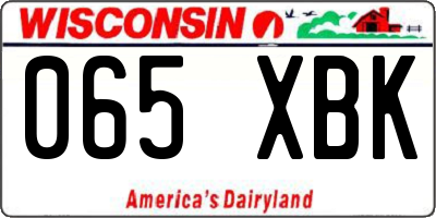 WI license plate 065XBK
