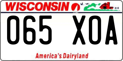 WI license plate 065XOA