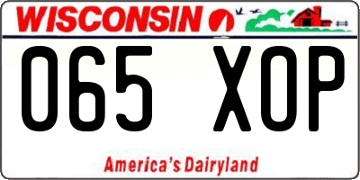 WI license plate 065XOP