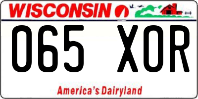WI license plate 065XOR