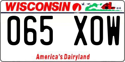 WI license plate 065XOW
