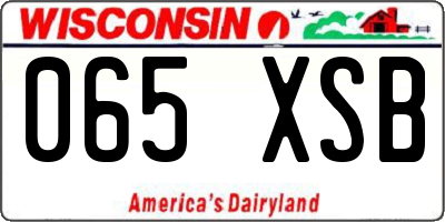 WI license plate 065XSB