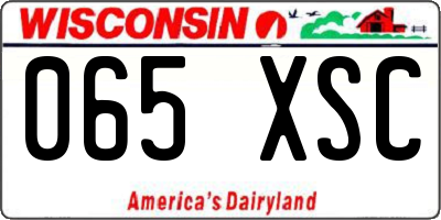 WI license plate 065XSC