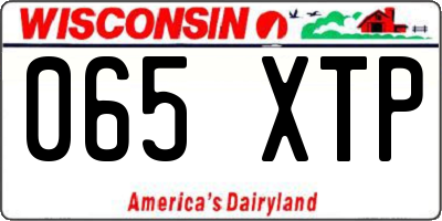 WI license plate 065XTP