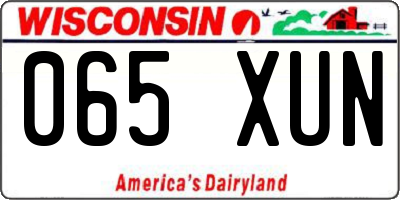WI license plate 065XUN
