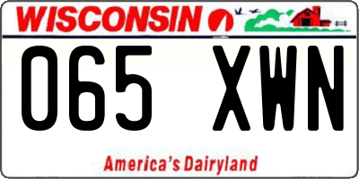 WI license plate 065XWN