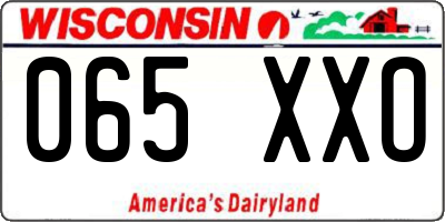 WI license plate 065XXO