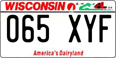 WI license plate 065XYF