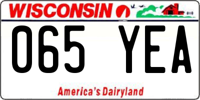 WI license plate 065YEA