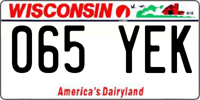 WI license plate 065YEK