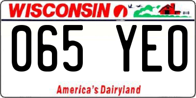 WI license plate 065YEO