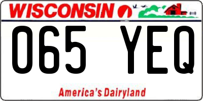 WI license plate 065YEQ