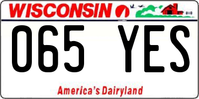 WI license plate 065YES