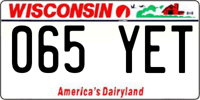 WI license plate 065YET