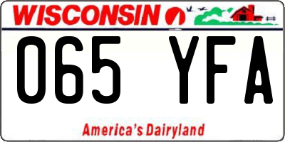 WI license plate 065YFA