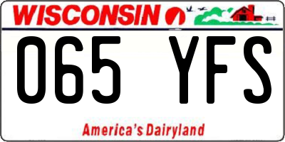 WI license plate 065YFS